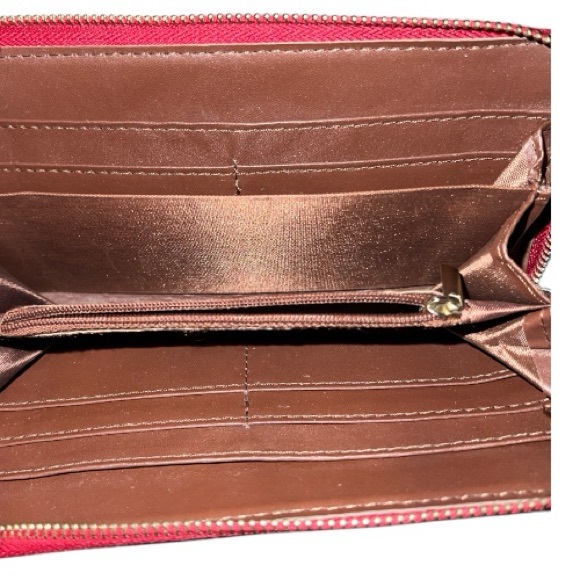 Red Studded Fringe ostrich Handbag and Wallet Set